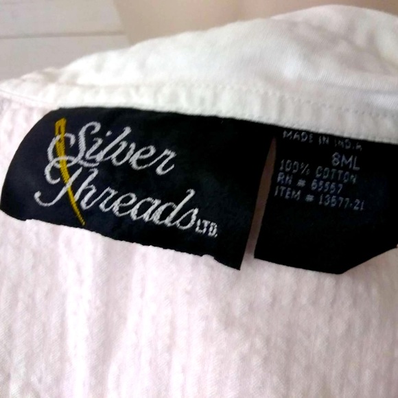 Silver Threads Size S Beach Pail Embroidered Shirt Swimsuit Coverup - Picture 5 of 8